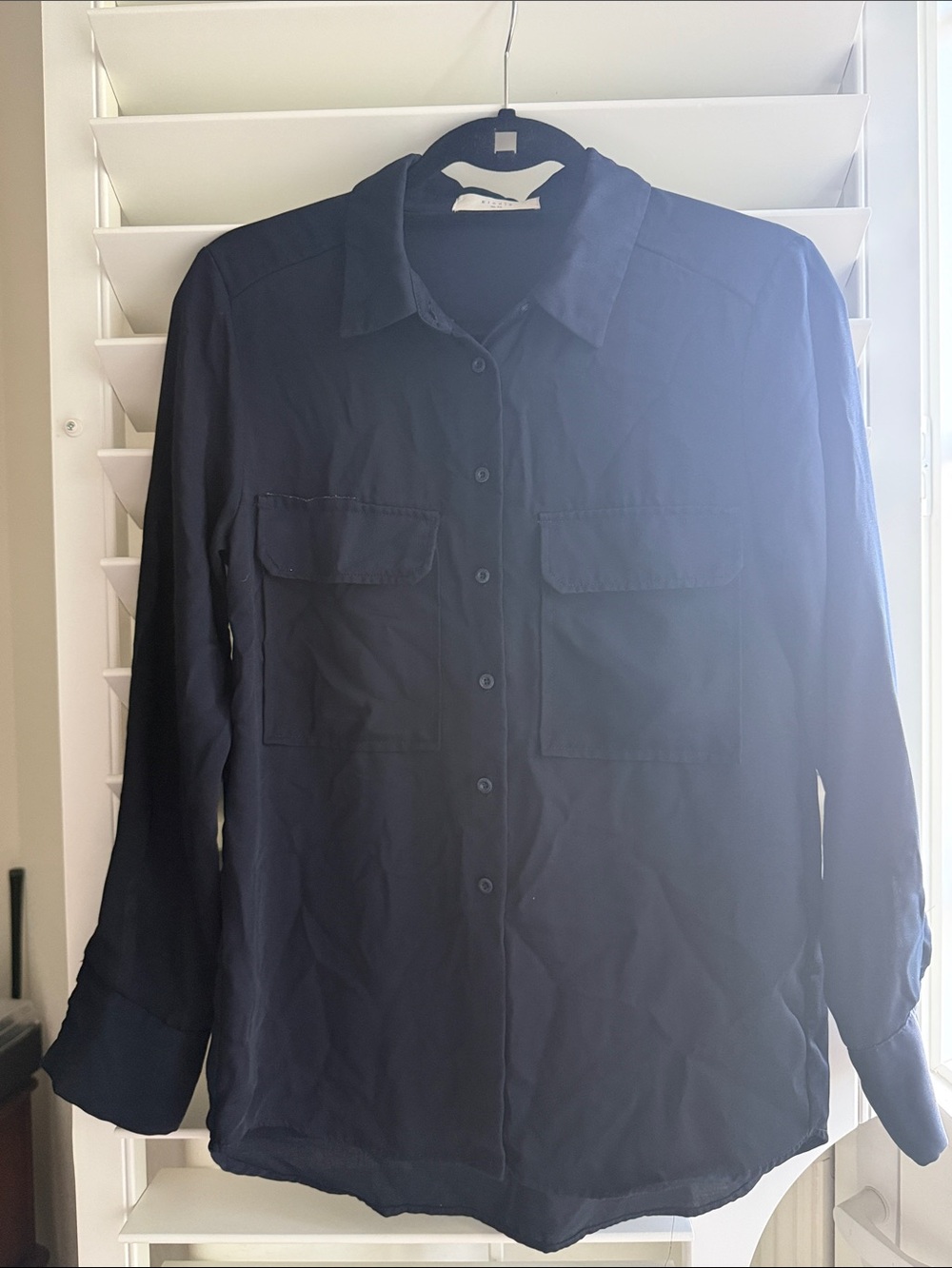 Elodie Navy Button-Front Blouse